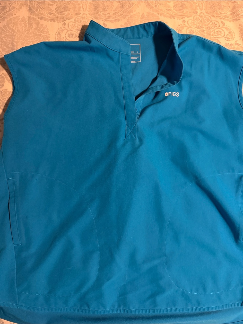 FIGS Women’s Teal Polo Scrub Top with Mandarin Collar